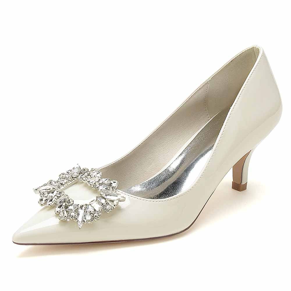 Women's Bridal Rhinestone Pumps Low Heel Party Heels Ankle Strap Stiletto Shoes