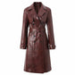 Women's Brown Faux Leather  Croc-Effect Trench Coat