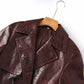 Women's Brown Faux Leather  Croc-Effect Trench Coat