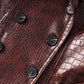 Women's Brown Faux Leather  Croc-Effect Trench Coat