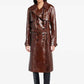 Women's Brown Faux Leather  Croc-Effect Trench Coat