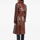 Women's Brown Faux Leather  Croc-Effect Trench Coat