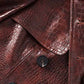 Women's Brown Faux Leather  Croc-Effect Trench Coat