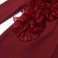 Women's Burgundy Blazer With Flounce Jacket