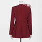 Women's Burgundy Blazer With Flounce Jacket