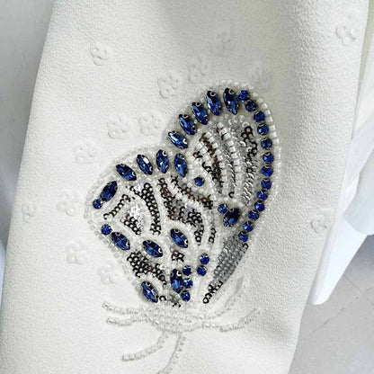 Women's Butterfly Beading Pantsuit 2 Two Piece Set Party Outfit Wedding Suit