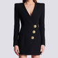 Women's Button-embellished Black Mini Blazer Dress