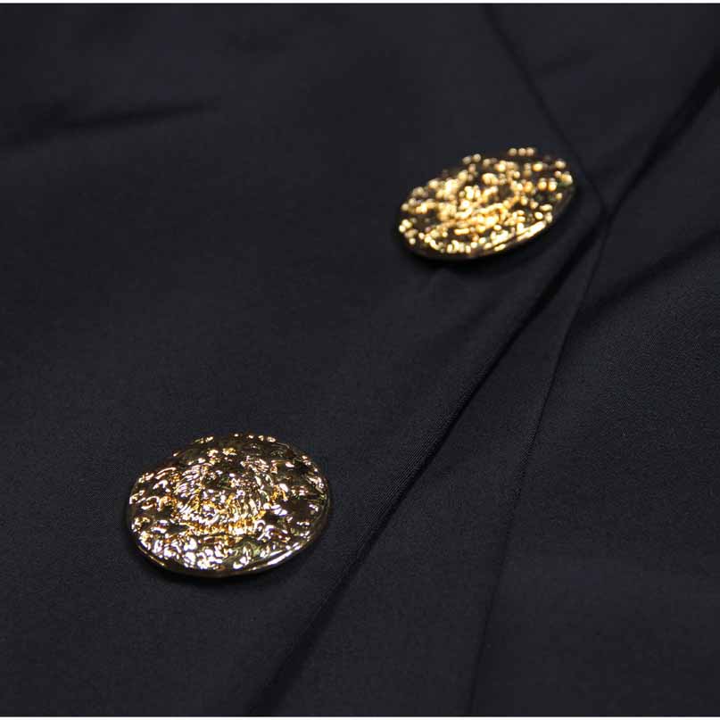 Women's Button-embellished Black Mini Blazer Dress