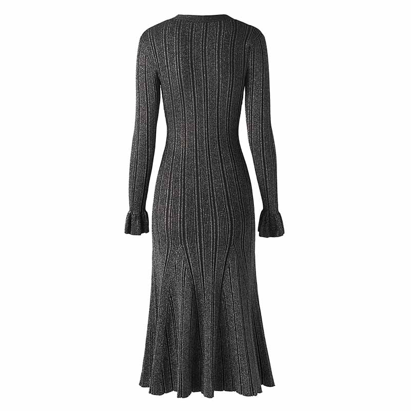 Women's Button Detail Ribbed-knit Midi Dresses