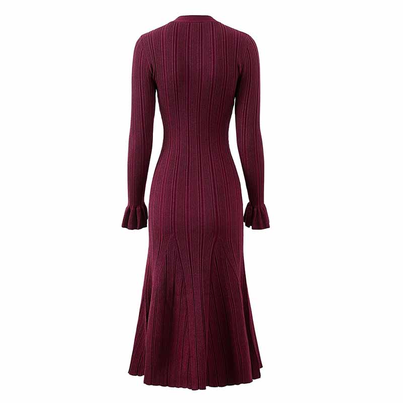 Women's Button Detail Ribbed-knit Midi Dresses