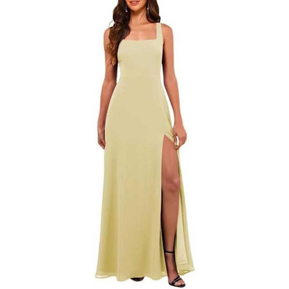 Women's Chiffon Bridesmaid Dresses high Split Formal Wedding Guest Dress