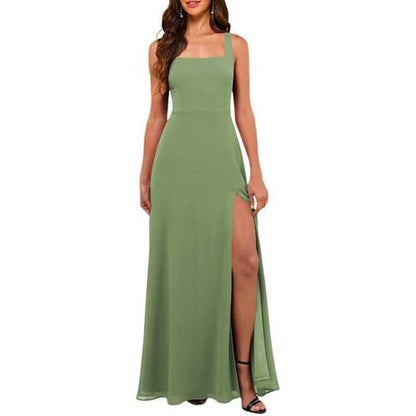 Women's Chiffon Bridesmaid Dresses high Split Formal Wedding Guest Dress