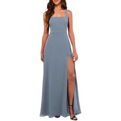 Women's Chiffon Bridesmaid Dresses high Split Formal Wedding Guest Dress