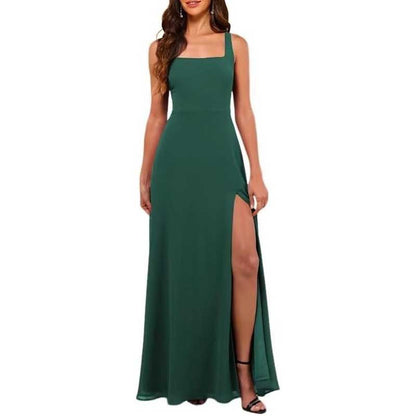 Women's Chiffon Bridesmaid Dresses high Split Formal Wedding Guest Dress