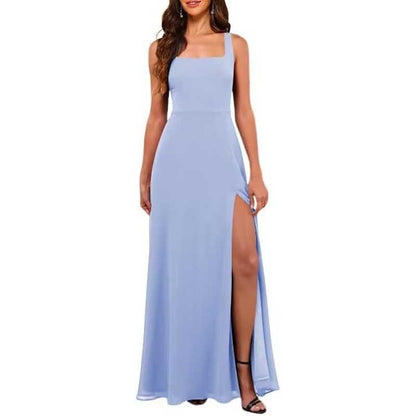 Women's Chiffon Bridesmaid Dresses high Split Formal Wedding Guest Dress