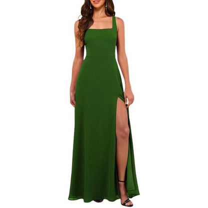 Women's Chiffon Bridesmaid Dresses high Split Formal Wedding Guest Dress
