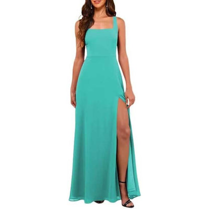 Women's Chiffon Bridesmaid Dresses high Split Formal Wedding Guest Dress