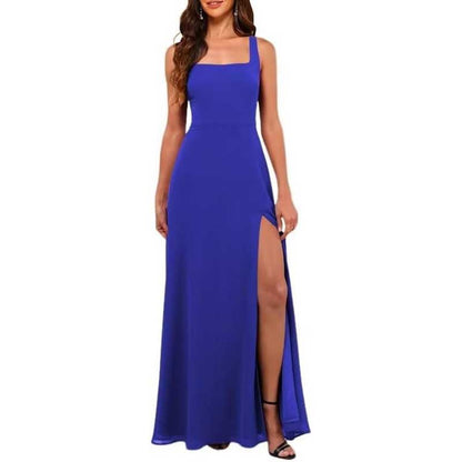 Women's Chiffon Bridesmaid Dresses high Split Formal Wedding Guest Dress