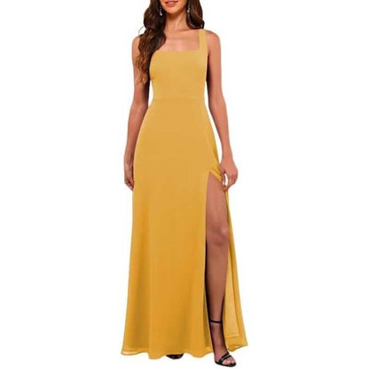 Women's Chiffon Bridesmaid Dresses high Split Formal Wedding Guest Dress