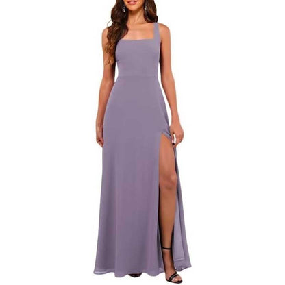 Women's Chiffon Bridesmaid Dresses high Split Formal Wedding Guest Dress