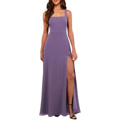 Women's Chiffon Bridesmaid Dresses high Split Formal Wedding Guest Dress