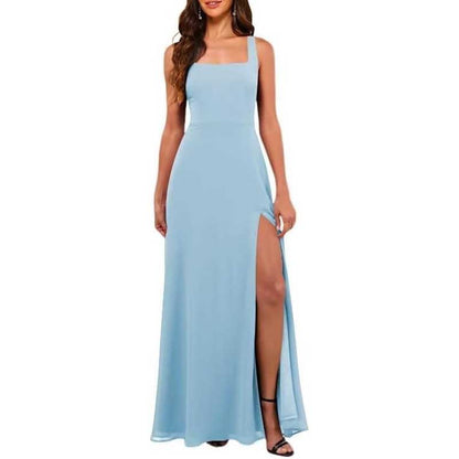 Women's Chiffon Bridesmaid Dresses high Split Formal Wedding Guest Dress
