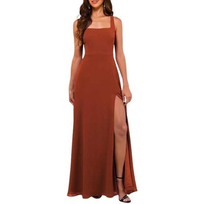 Women's Chiffon Bridesmaid Dresses high Split Formal Wedding Guest Dress