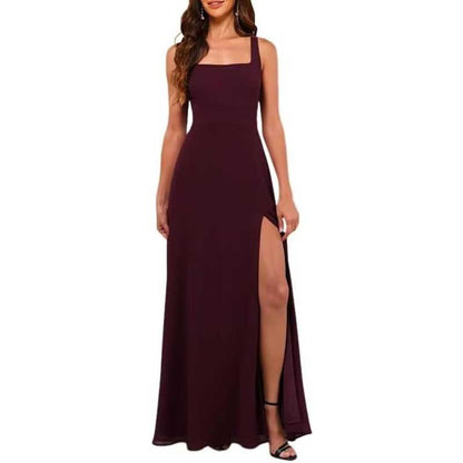 Women's Chiffon Bridesmaid Dresses high Split Formal Wedding Guest Dress