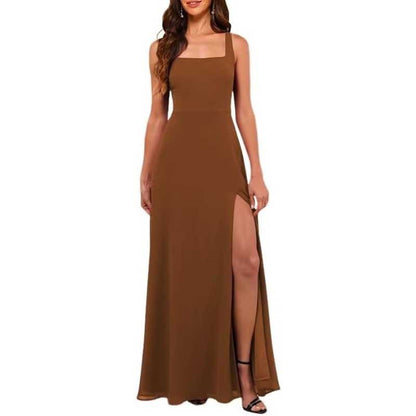 Women's Chiffon Bridesmaid Dresses high Split Formal Wedding Guest Dress