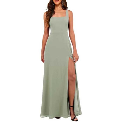 Women's Chiffon Bridesmaid Dresses high Split Formal Wedding Guest Dress