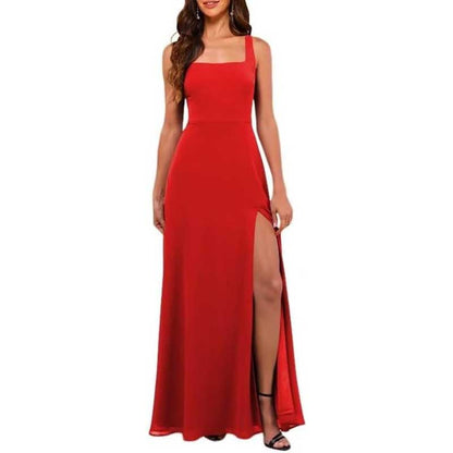Women's Chiffon Bridesmaid Dresses high Split Formal Wedding Guest Dress