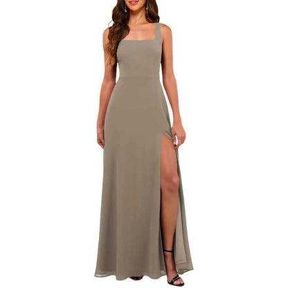 Women's Chiffon Bridesmaid Dresses high Split Formal Wedding Guest Dress