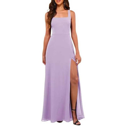 Women's Chiffon Bridesmaid Dresses high Split Formal Wedding Guest Dress