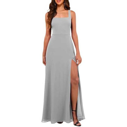 Women's Chiffon Bridesmaid Dresses high Split Formal Wedding Guest Dress