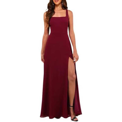 Women's Chiffon Bridesmaid Dresses high Split Formal Wedding Guest Dress