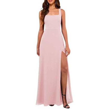 Women's Chiffon Bridesmaid Dresses high Split Formal Wedding Guest Dress