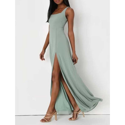 Women's Chiffon Bridesmaid Dresses high Split Formal Wedding Guest Dress
