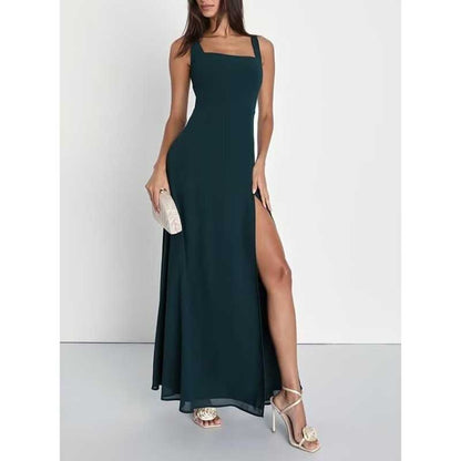 Women's Chiffon Bridesmaid Dresses high Split Formal Wedding Guest Dress
