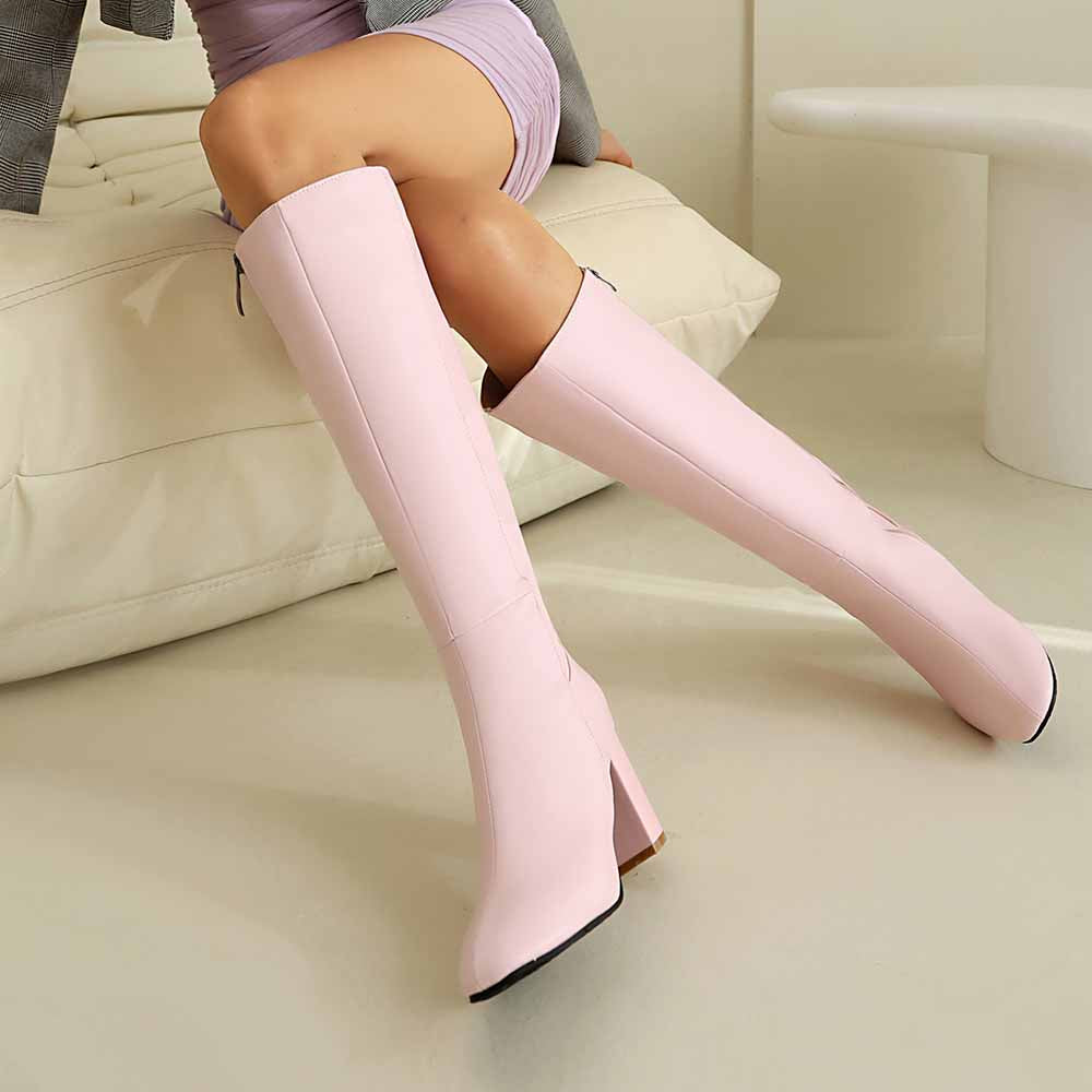 Women's Chunky Heel Knee High and Up Boots