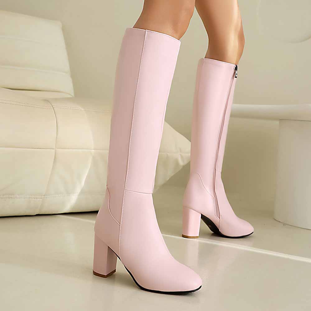 Women's Chunky Heel Knee High and Up Boots