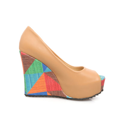 Women's Colorful Wedge Pumps Peep Toe Platform Heels