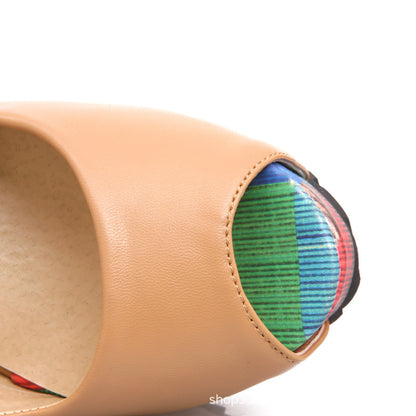 Women's Colorful Wedge Pumps Peep Toe Platform Heels