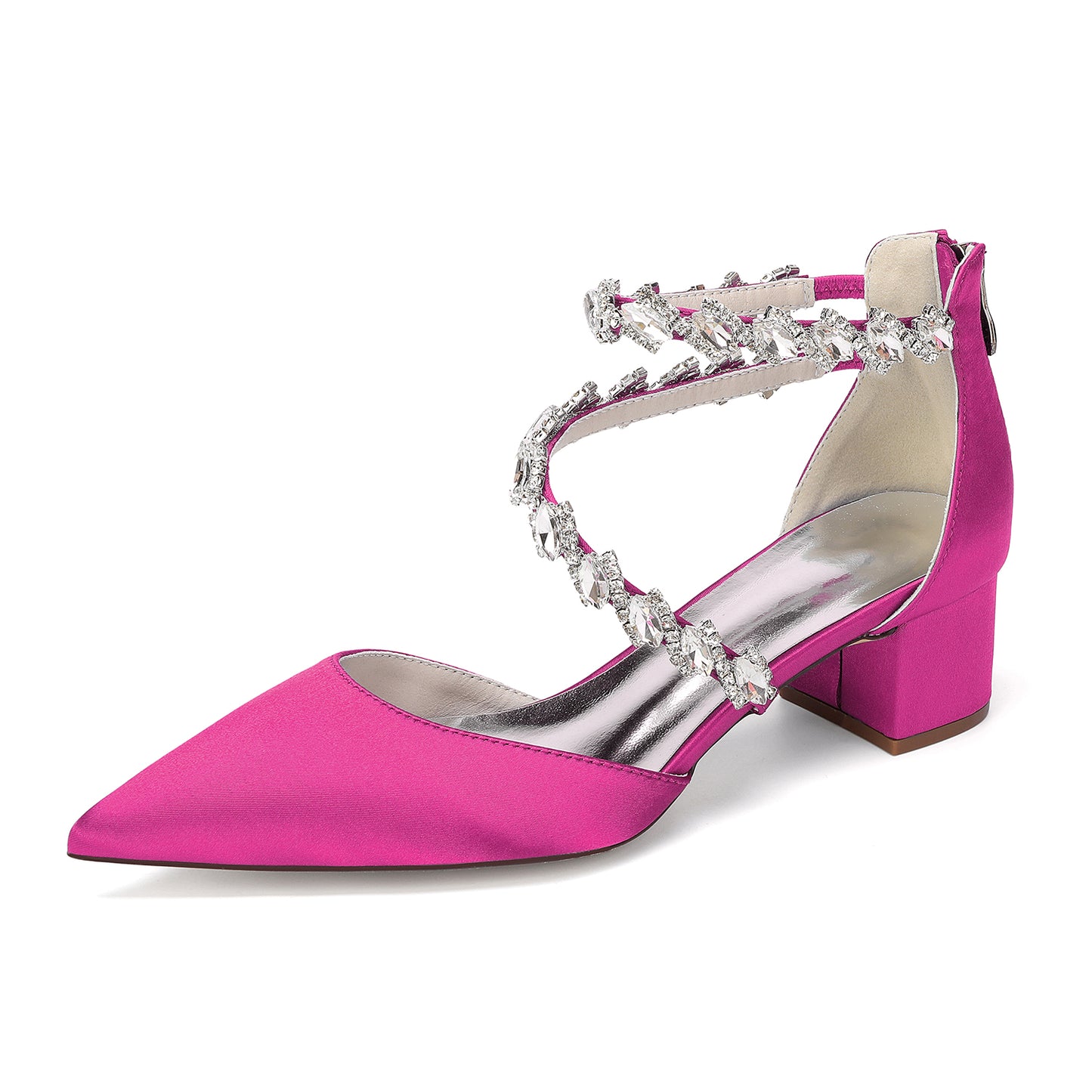 Women's Crossing Rhinestone Mid Heel Ankle Strap Shoes | Elegant Wedding & Prom Formal Sandals