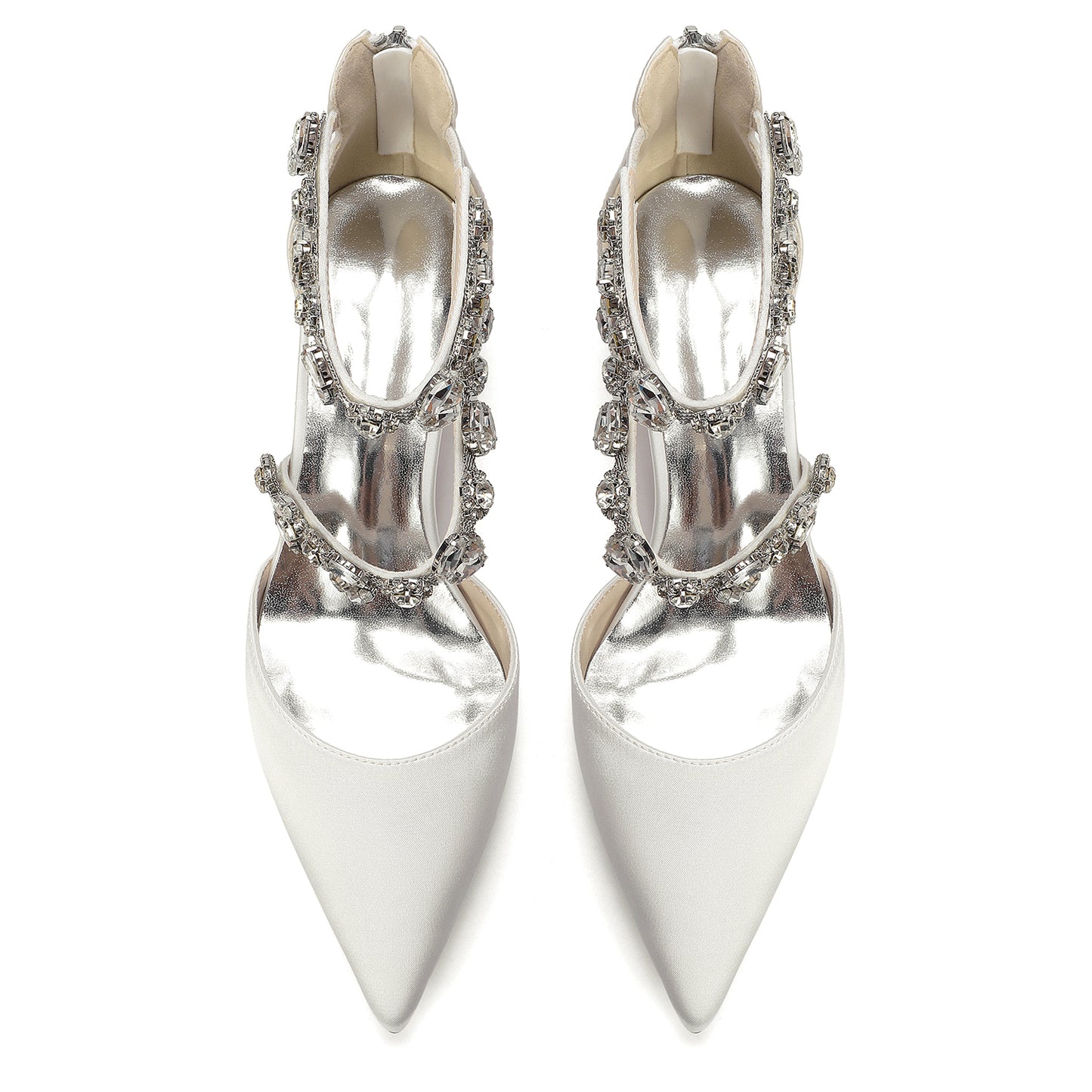 Women's Crossing Rhinestone Mid Heel Ankle Strap Shoes | Elegant Wedding & Prom Formal Sandals