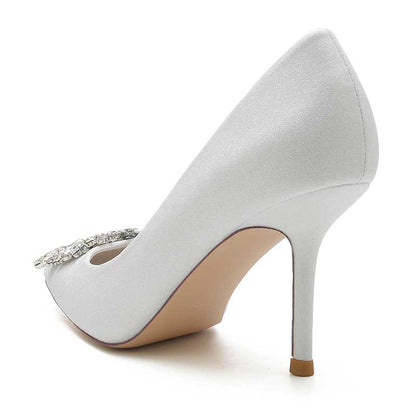 Women's Crystal Wedding High Heels Pointed Closed Toe Bridal Wedding Shoes
