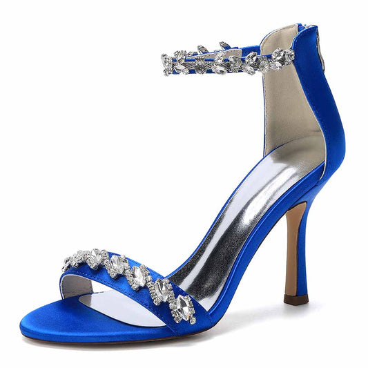 Diamond High Heel Sandals Rhinestone Ankle Strap Stilettos for Wedding/Evening Party Bridal Shoes