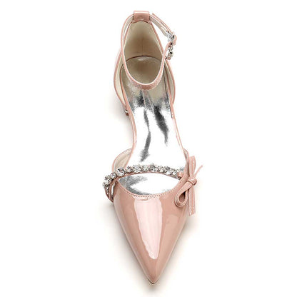 Women’s Dress Flats with Bow & Rhinestones – Chic Ankle Strap Flats for Any Occasion