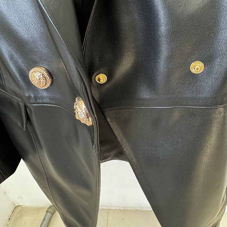 Women's Faux Leather Blazer Minidress Black Double Breasted Blazer Dress