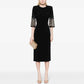 Women's Five-Sleeve Crystal-Embellished Midi Dress in Black