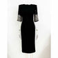 Women's Five-Sleeve Crystal-Embellished Midi Dress in Black